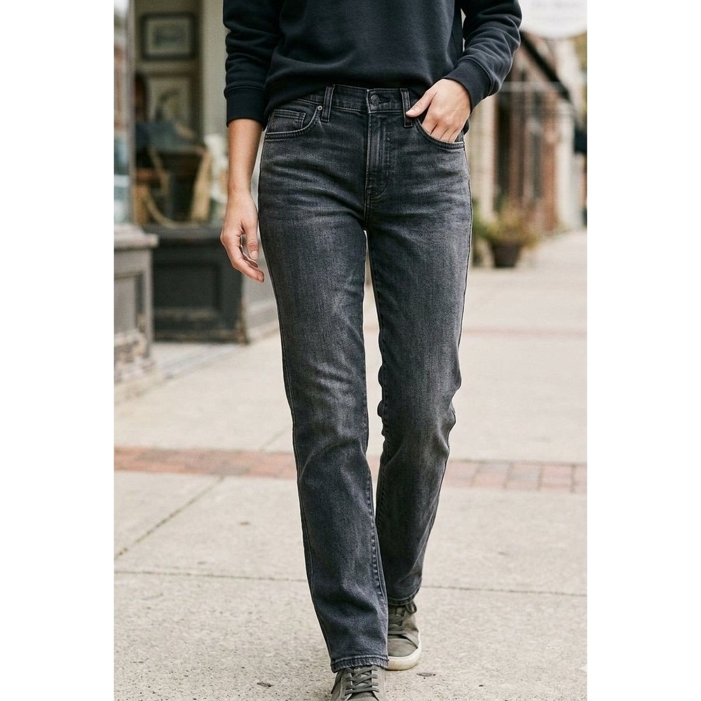 Madewell Mid Rise Stovepipe Jeans Women 27 Black Straight Leg NEW NWT